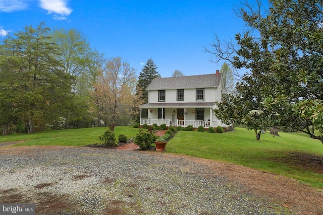 412 Nelmonte Ln, Arrington, VA 22922 - country-style home with covered porch, a chimney, and a front yard