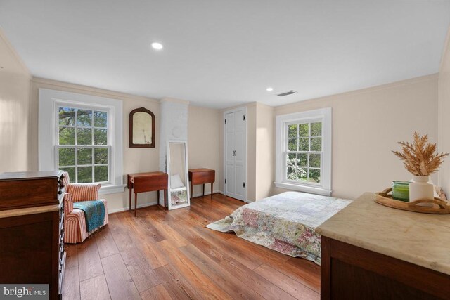 412 Nelmonte Ln, Arrington, VA 22922 - bedroom with hardwood / wood-style flooring, recessed lighting, and ornamental molding