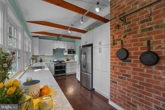 412 Nelmonte Ln, Arrington, VA 22922 - kitchen with stainless steel appliances, a sink, light countertops, dark wood-style floors, and plenty of natural light