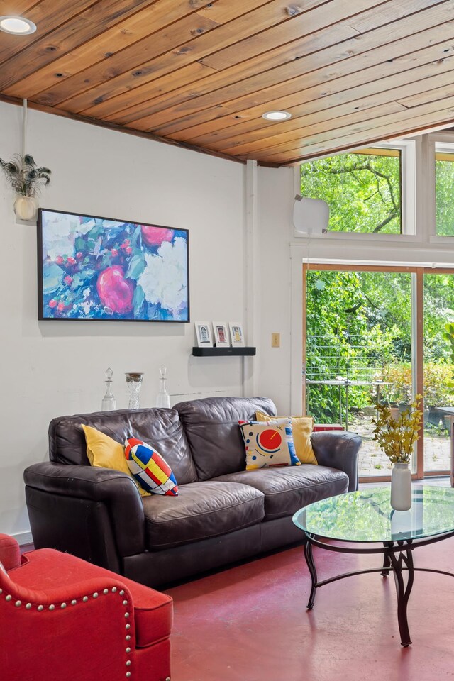 7598 Lee Hwy N, Raphine, VA 24472 - living area featuring plenty of natural light, wooden ceiling, and recessed lighting