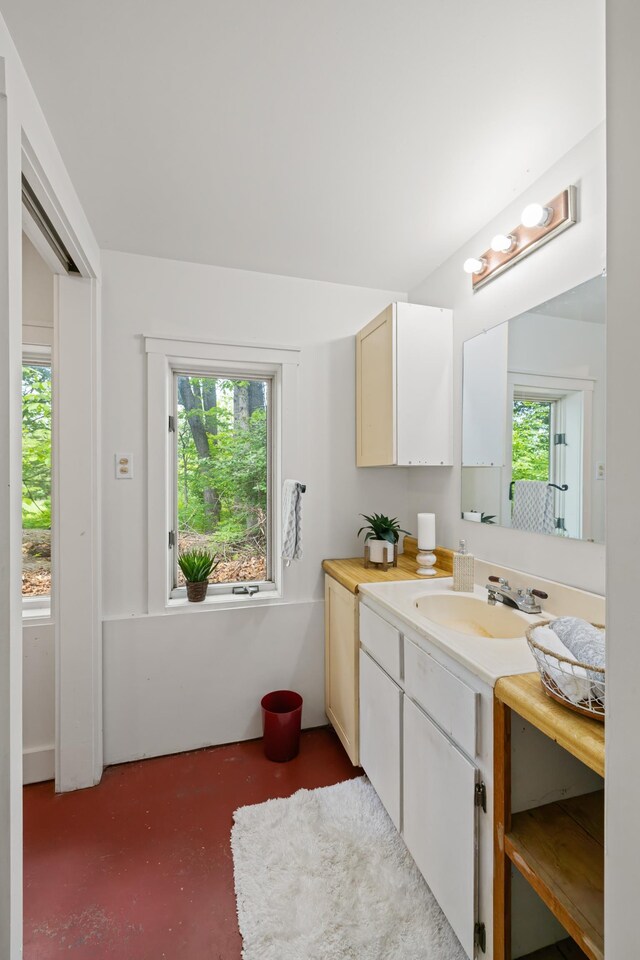 7598 Lee Hwy N, Raphine, VA 24472 - bathroom with vanity and concrete flooring