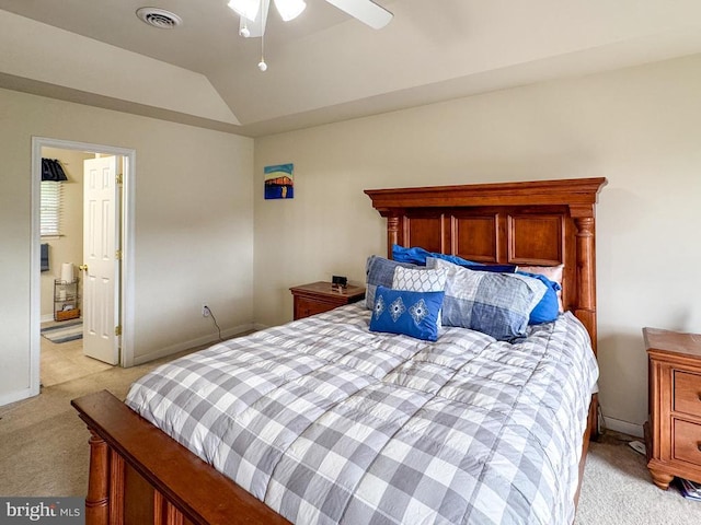 108 Apple Orchard Rd, Louisa, VA 23093 - bedroom featuring light colored carpet, lofted ceiling, and a ceiling fan