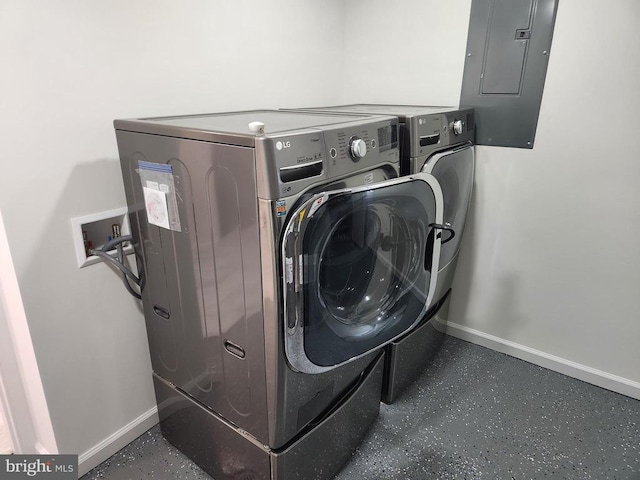 10703 Redbird Ln, Spotsylvania, VA 22553 - laundry room with washing machine and dryer and electric panel