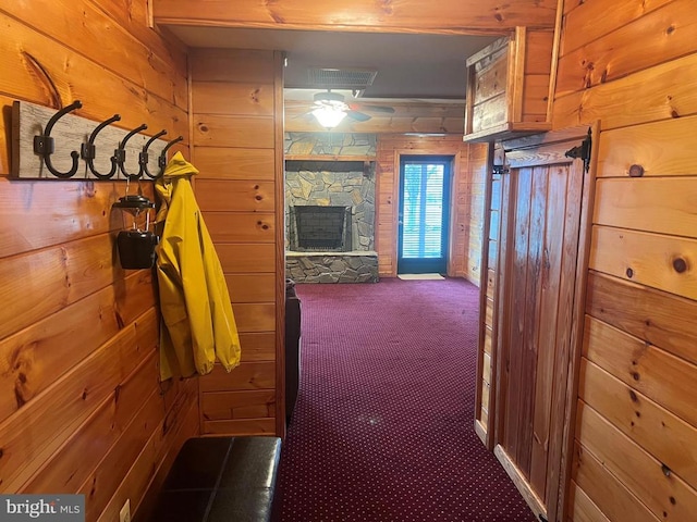 26536 Pennfields Dr, Orange, VA 22960 - corridor with carpet and wood walls
