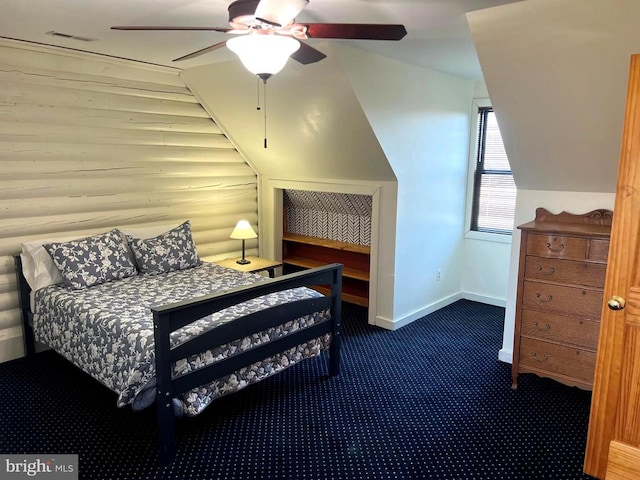26536 Pennfields Dr, Orange, VA 22960 - carpeted bedroom with baseboards, a ceiling fan, and vaulted ceiling