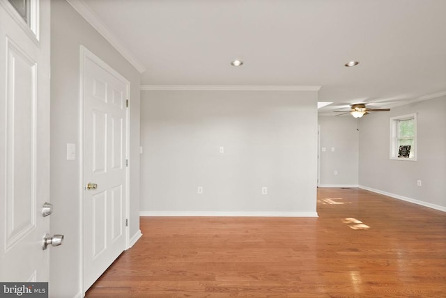 6314 Foster Rd, Spotsylvania, VA 22553 - unfurnished room featuring crown molding, ceiling fan, wood finished floors, baseboards, and recessed lighting
