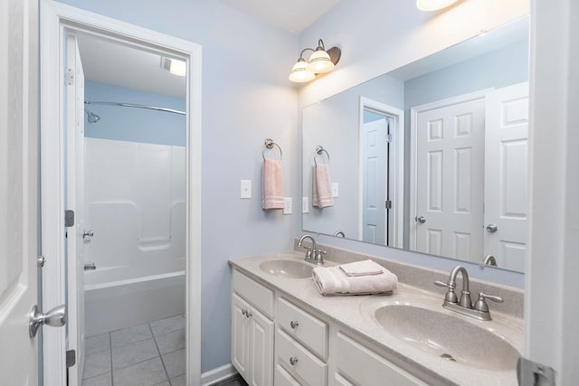 31 Hampton Dr, Stuarts Draft, VA 24477 - full bath with double vanity, tile patterned floors, and bathing tub / shower combination