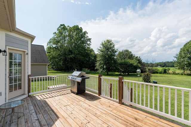 31 Hampton Dr, Stuarts Draft, VA 24477 - wooden deck featuring a grill and a yard
