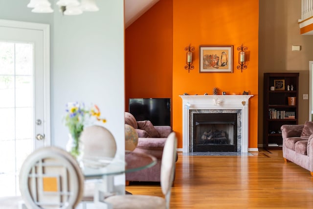 31 Hampton Dr, Stuarts Draft, VA 24477 - living room featuring wood finished floors and a premium fireplace