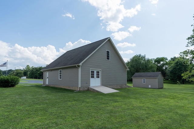 31 Hampton Dr, Stuarts Draft, VA 24477 - view of property exterior with a yard, an outdoor structure, and a shingled roof