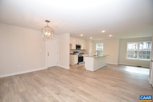 927 Jefferson Dr Unit Lm 279/1, Palmyra, VA 22963 - kitchen with recessed lighting, white cabinetry, open floor plan, a chandelier, and appliances with stainless steel finishes