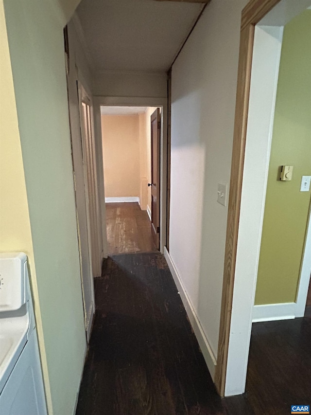 1863 River Rd, Faber, VA 22938 - hallway featuring dark wood finished floors and baseboards