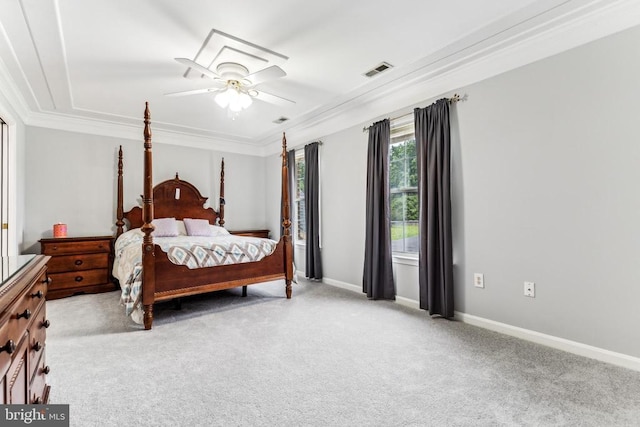 3803 Fallwood Ln, Fredericksburg, VA 22408 - bedroom with crown molding, carpet floors, baseboards, and a ceiling fan