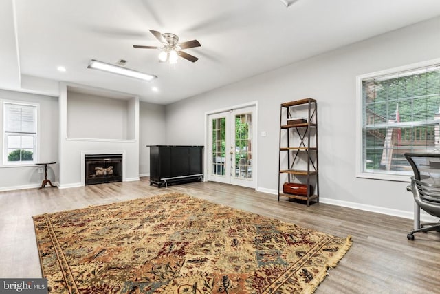 3803 Fallwood Ln, Fredericksburg, VA 22408 - living room with a ceiling fan, plenty of natural light, wood finished floors, and recessed lighting
