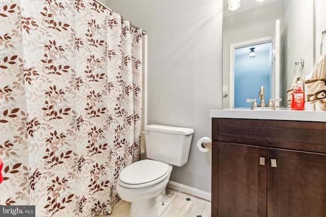 3803 Fallwood Ln, Fredericksburg, VA 22408 - bathroom with tile patterned floors, vanity, toilet, baseboards, and a shower with curtain