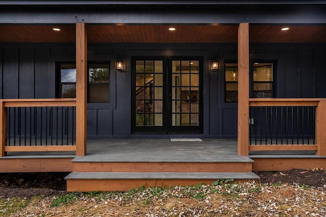 3332 Hill Gap Rd, Bridgewater, VA 22812 - view of exterior entry with board and batten siding and covered porch