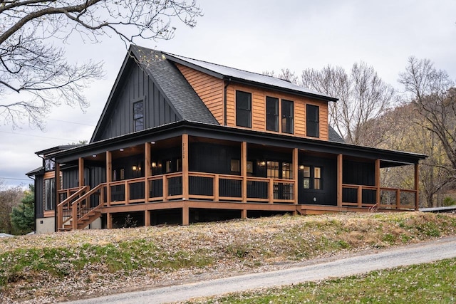 3332 Hill Gap Rd, Bridgewater, VA 22812 - view of front facade with board and batten siding, a porch, and a shingled roof