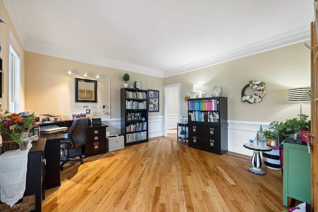 515 Legrande Ave, Waynesboro, VA 22980 - office space featuring crown molding, wainscoting, light wood finished floors, and a decorative wall