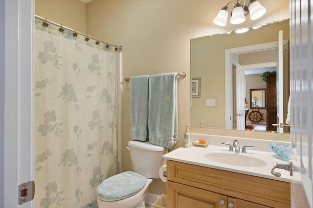 515 Legrande Ave, Waynesboro, VA 22980 - bathroom featuring a chandelier, vanity, and a shower with curtain