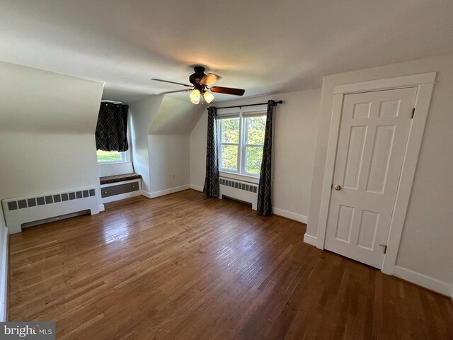 2 Terrace Ln, Luray, VA 22835 - additional living space featuring radiator, ceiling fan, wood finished floors, and lofted ceiling