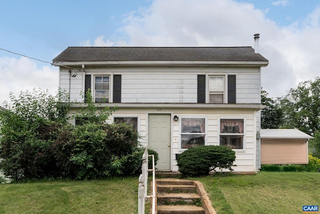 613 6th St, Shenandoah, VA 22849 - view of front of house featuring a front yard, roof with shingles, and entry steps