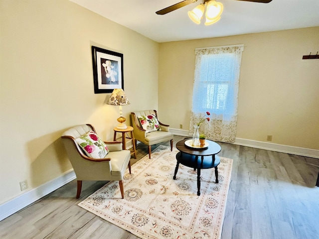 1204 3rd St, Waynesboro, VA 22980 - living area with wood finished floors, baseboards, and ceiling fan