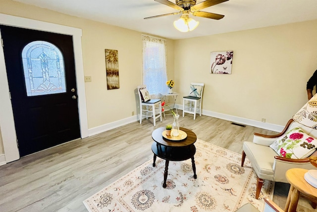 1204 3rd St, Waynesboro, VA 22980 - foyer with plenty of natural light, visible vents, wood finished floors, and ceiling fan