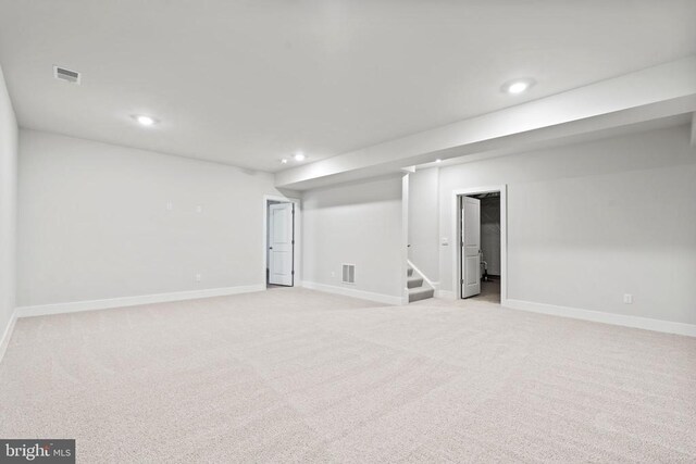 11793 Wales Dr, Fredericksburg, VA 22407 - finished below grade area featuring recessed lighting, stairs, and light carpet