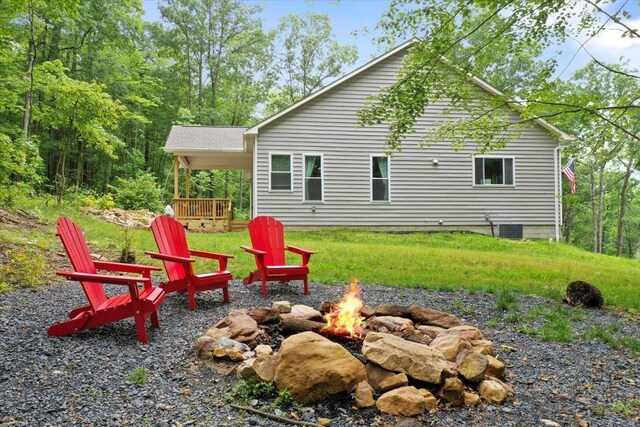 115 Mountain Top Ln, New Market, VA 22844 - rear view of house featuring an outdoor fire pit and central AC