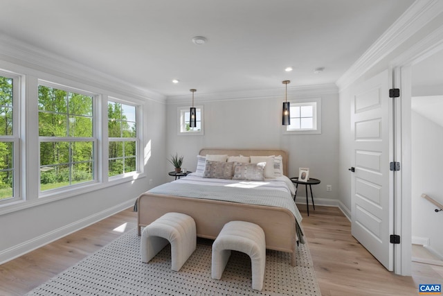 1234 Laconia Ln, Charlottesville, VA 22911 - bedroom featuring ornamental molding, baseboards, light wood-type flooring, and recessed lighting