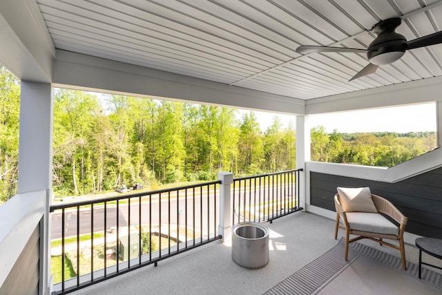 1234 Laconia Ln, Charlottesville, VA 22911 - balcony with a wooded view and a ceiling fan