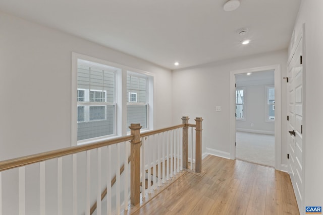 27 Woodburn Rd, Charlottesville, VA 22901 - corridor with light wood-type flooring, an upstairs landing, and recessed lighting