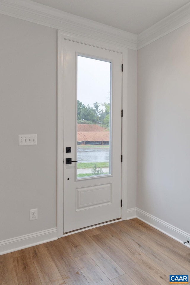 27 Woodburn Rd, Charlottesville, VA 22901 - entryway featuring light wood-style flooring and crown molding