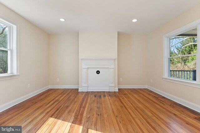 spare room with a wealth of natural light and light wood-type flooring