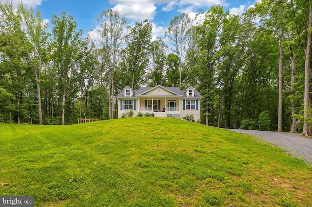 109 Poplar Dr, Louisa, VA 23093 - view of front of property with covered porch, a front yard, and driveway