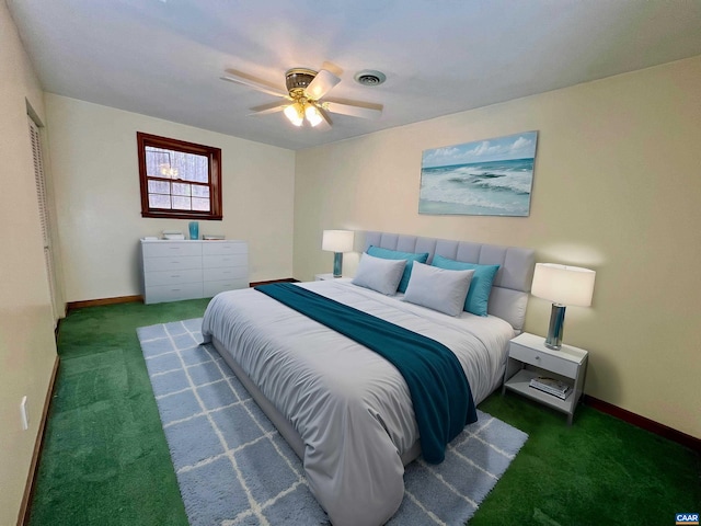 3264 Martin Kings Rd, Charlottesville, VA 22903 - bedroom featuring ceiling fan, carpet floors, baseboards, and visible vents