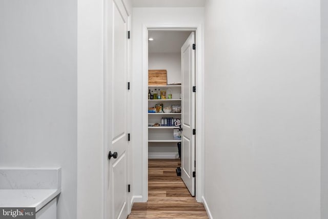 hall featuring light wood-type flooring