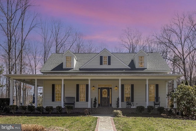 3617 Hidden Acres Way, Partlow, VA 22534 - view of front of house with covered porch, a shingled roof, and a front yard