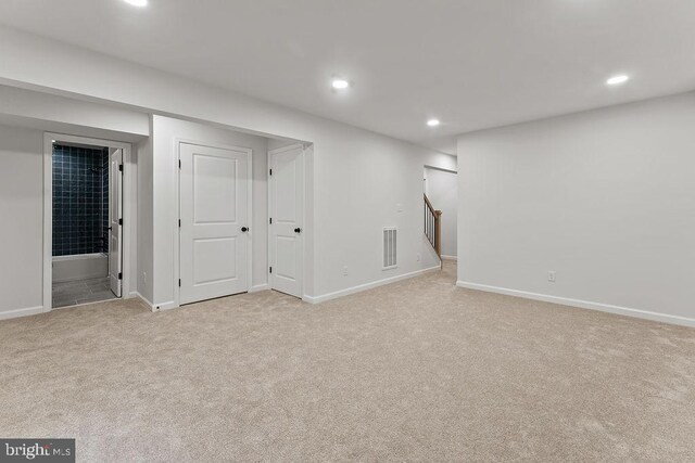 5925 Stubbs Bridge Rd, Mineral, VA 23117 - finished basement with carpet floors, recessed lighting, and stairway