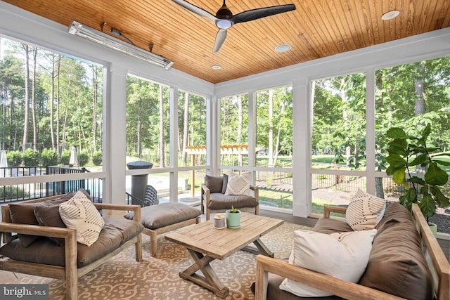 11606 Little Bay Harbor Way, Spotsylvania, VA 22551 - sunroom / solarium featuring ceiling fan, plenty of natural light, and an outdoor hangout area