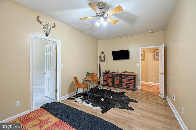 520 Oak Grove Dr, Mineral, VA 23117 - bedroom with wood finished floors, baseboards, and ceiling fan