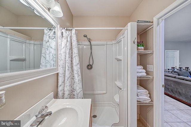 520 Oak Grove Dr, Mineral, VA 23117 - full bathroom with a stall shower, tile patterned floors, and vanity