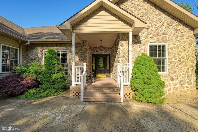 520 Oak Grove Dr, Mineral, VA 23117 - doorway to property featuring stone siding