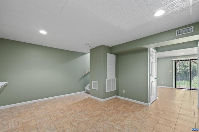 903 Stonehenge Rd, Charlottesville, VA 22901 - spare room featuring tile patterned floors, baseboards, stairway, and recessed lighting