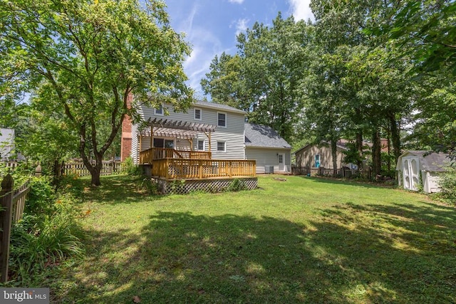 5310 Leavells Crossing Dr, Fredericksburg, VA 22407 - fenced backyard featuring a pergola, a storage unit, and a deck