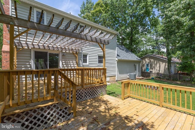 5310 Leavells Crossing Dr, Fredericksburg, VA 22407 - wooden deck with a pergola and a fenced backyard