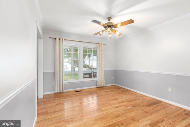 5310 Leavells Crossing Dr, Fredericksburg, VA 22407 - unfurnished room with ceiling fan, light wood-style floors, and ornamental molding