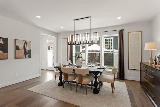3247 Preston Shore Dr Unit 18D, Rockingham, VA 22801 - dining room with plenty of natural light, dark wood-style flooring, baseboards, and recessed lighting