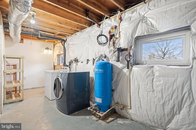 below grade area with washing machine and dryer
