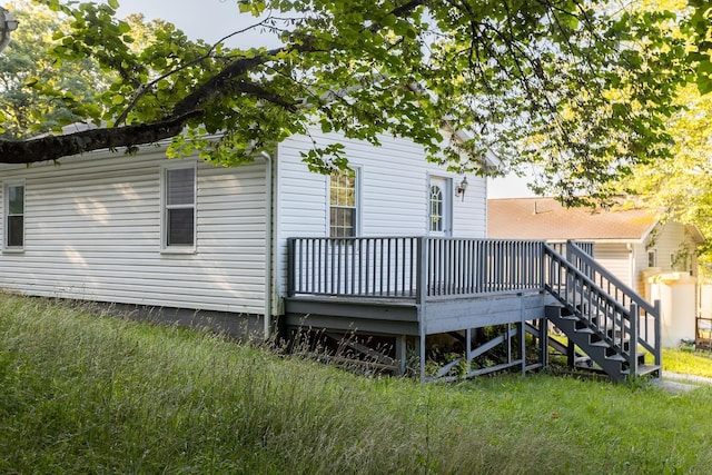 99 Sharp Hill Ln, Hinton, VA 22831 - rear view of property featuring a wooden deck and stairway